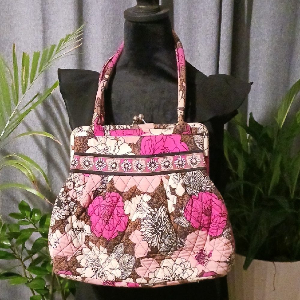Floral Pink and Brown Quilted Vera Bradley  Women's Bag